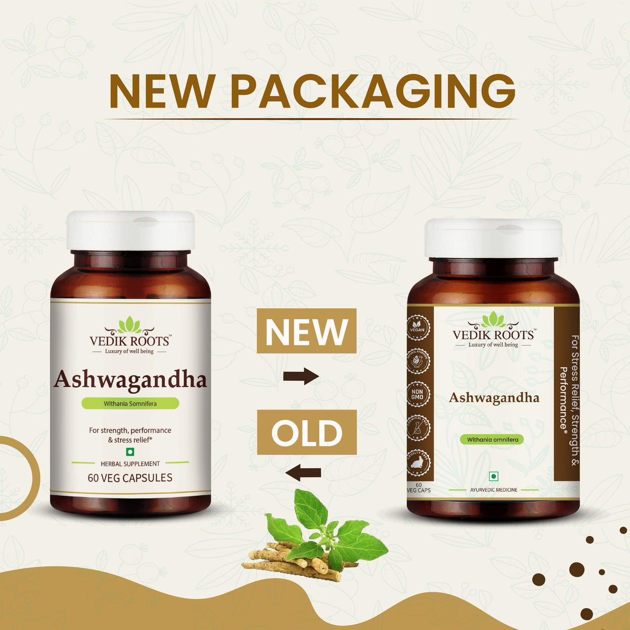 Ashwagandha Capsules: Natural Supplement for Strength, Performance, and Stress.