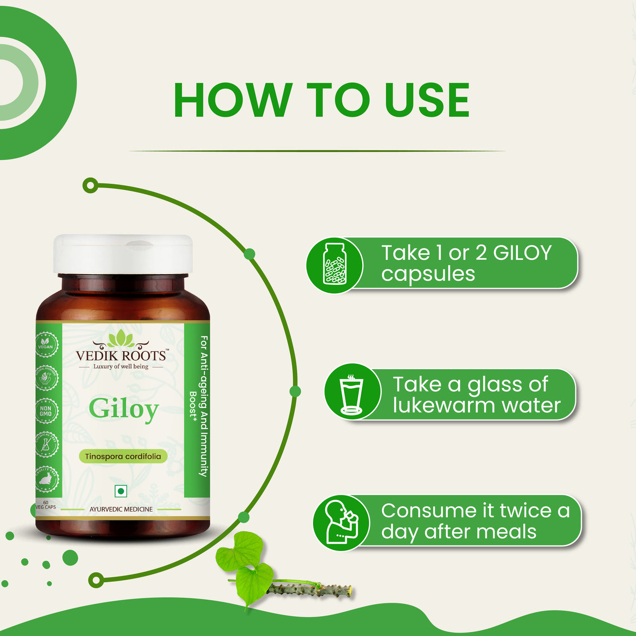 how to take vedikroots giloy capsules