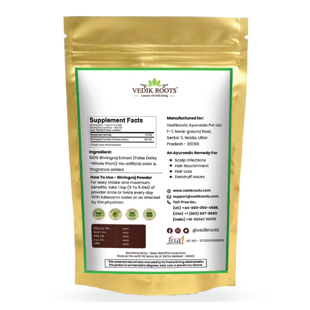Bhringraj Powder For Hair Growth And Scalp Health – Ayurvedic Herbal Supplement(100 GM)